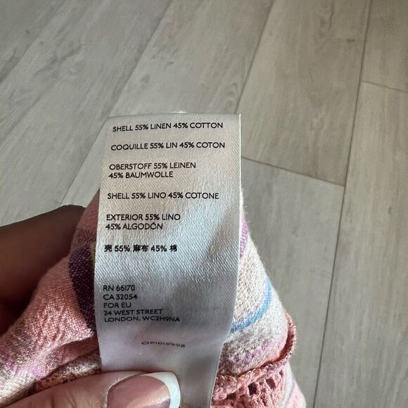 Anthropologie Maeve Lida Button Down Stripe Linen Top Pink size 1X - Picture 6 of 10